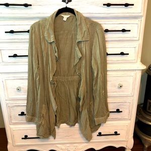 NWOT olive green open front jacket Sz XL